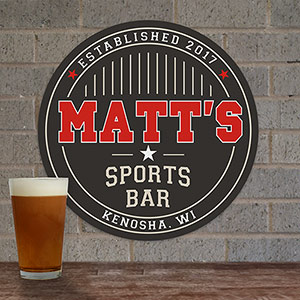 Personalized Sports Bar Round Wall Sign | Personalized Bar Signs