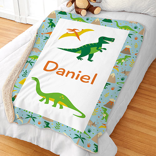 Personalized Dino Sherpa Blanket GiftsForYouNow