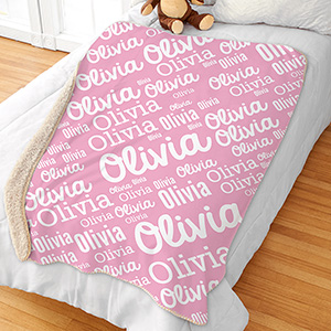 Personalized Girl Word-Art Sherpa Blanket U1159787