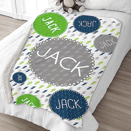 Personalized Lightning Bolt Sherpa Blanket GiftsForYouNow