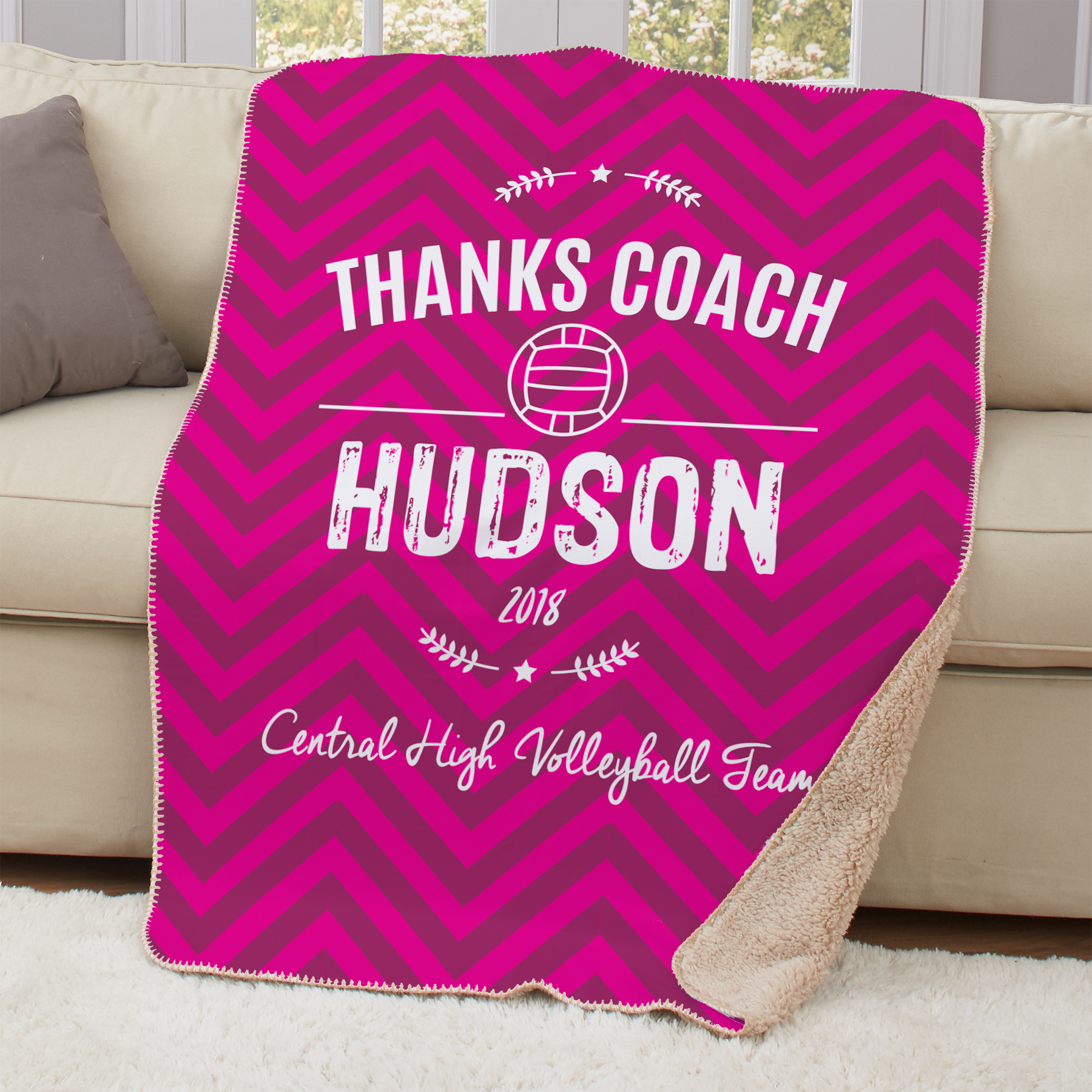 Personalized Thanks Coach Sherpa Blanket GiftsForYouNow