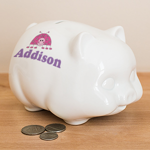 Image of Ceramic Ladybug Personalized Piggy Bank