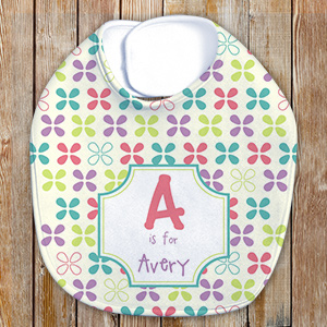 Name and Initial Baby Girl Personalized Bib | Customized Baby Gifts