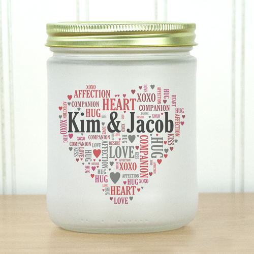 Couples Word-Art Frosted Mason Jar | Personalized Romantic Gifts