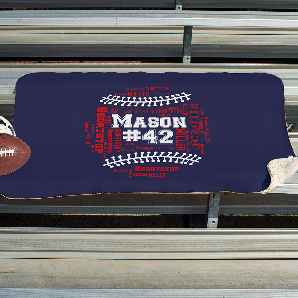 Personalized Baseball Word-Art Sherpa | Personalized Blankets