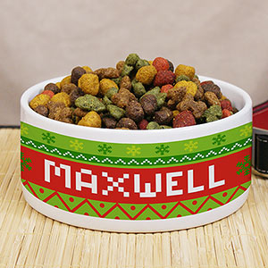 Image of Personalized Dog Christmas Pet Food Bowl