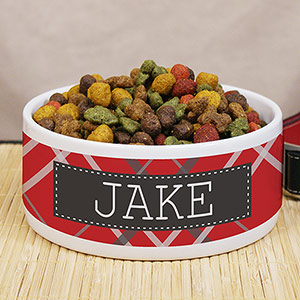 Image of Personalized Plaid Pet Food Bowl