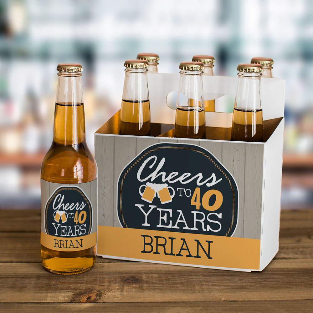 Personalized Cheers to Years Beer Labels and Carrier Set | Personalized Birthday Gifts