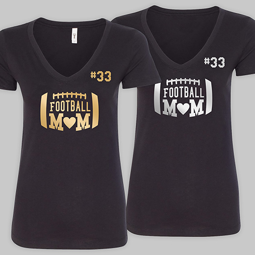 Personalized Football Mom V-Neck T-Shirt VN310617AX