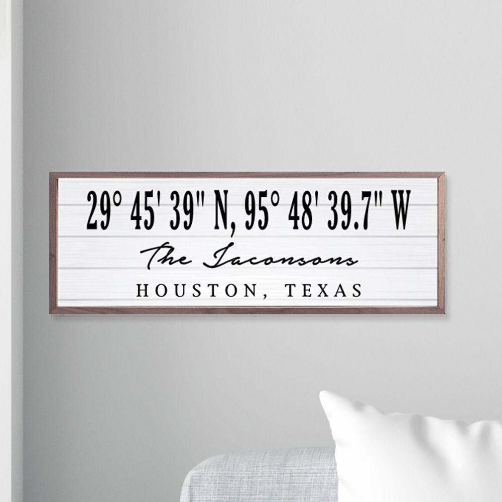 Home Coordinates Personalized Sign | Framed Home Coordinates Sign