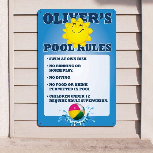 Swimming Pool Rules Sign Personalized Swimming Pool Wall Sign from