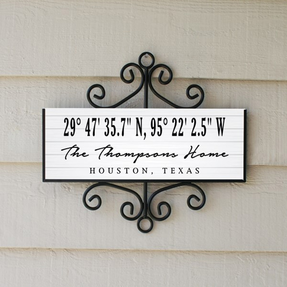 Personalized Coordinates Sign | White Address Sign
