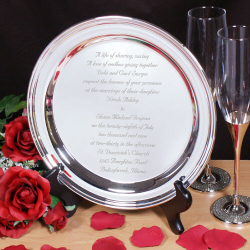 Personalized Wedding Invitation Silver Plate