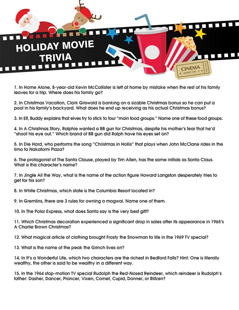 Printable Christmas Movie Quiz Fun for Holiday Parties GiftsForYouNow