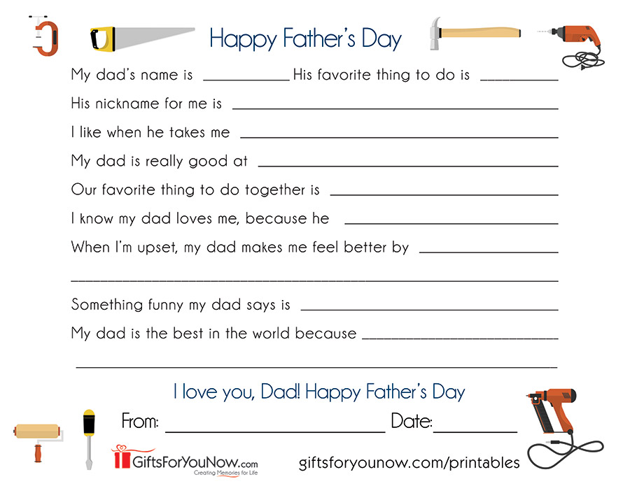 free printable Father's Day certificate for kids