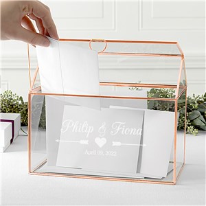 Engraved Arrows and Heart Wedding Glass Card Box