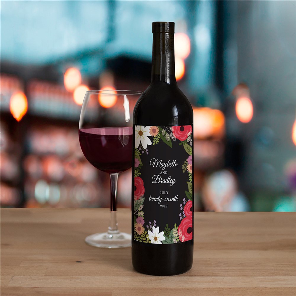 Personalized Wedding Floral Wine Bottle Labels 11040011X