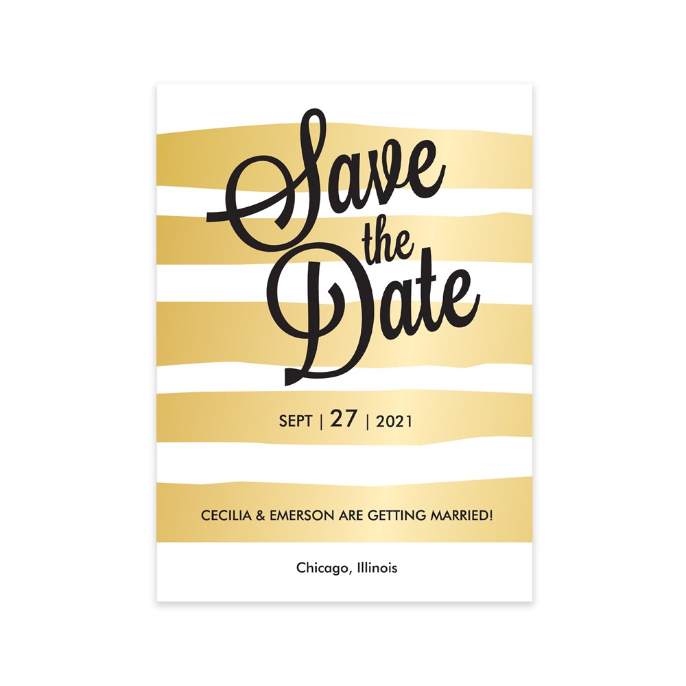 Personalized Gold Stripes Save the Date 11040210X
