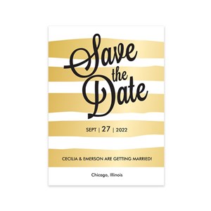 Personalized Gold Stripes Save the Date 11040210X