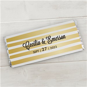 Personalized Gold Stripe Wedding Candy Bar Wrappers | Personalized Candy Wrappers