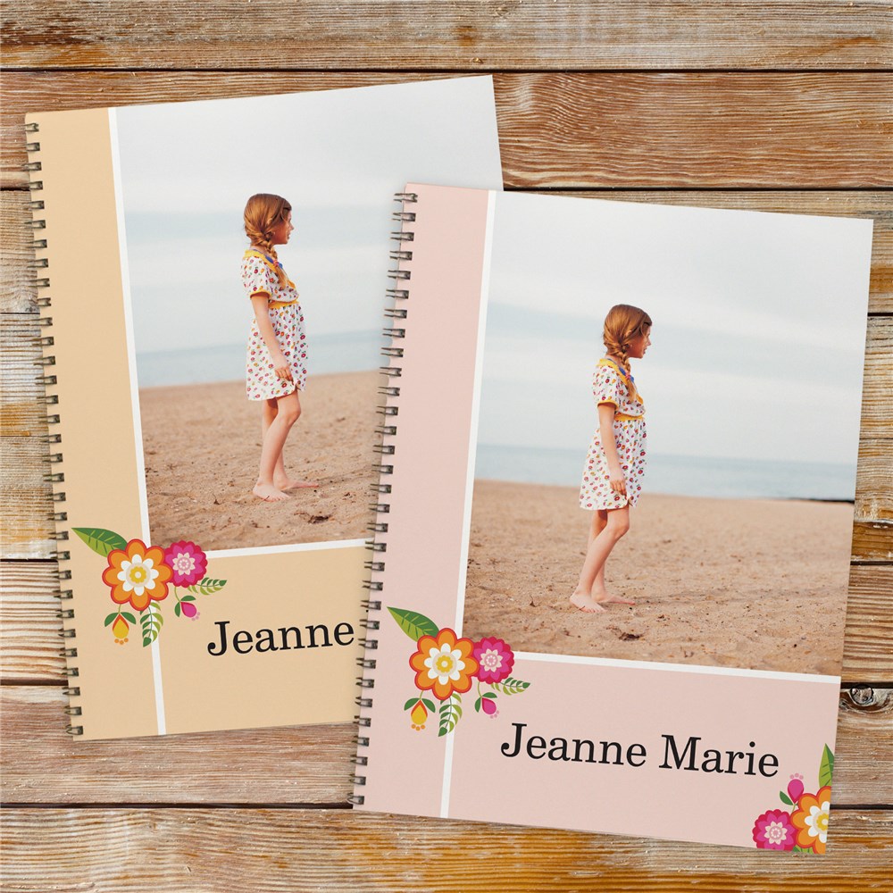 Personalized Floral Photo Notebook Set of 2 GiftsForYouNow