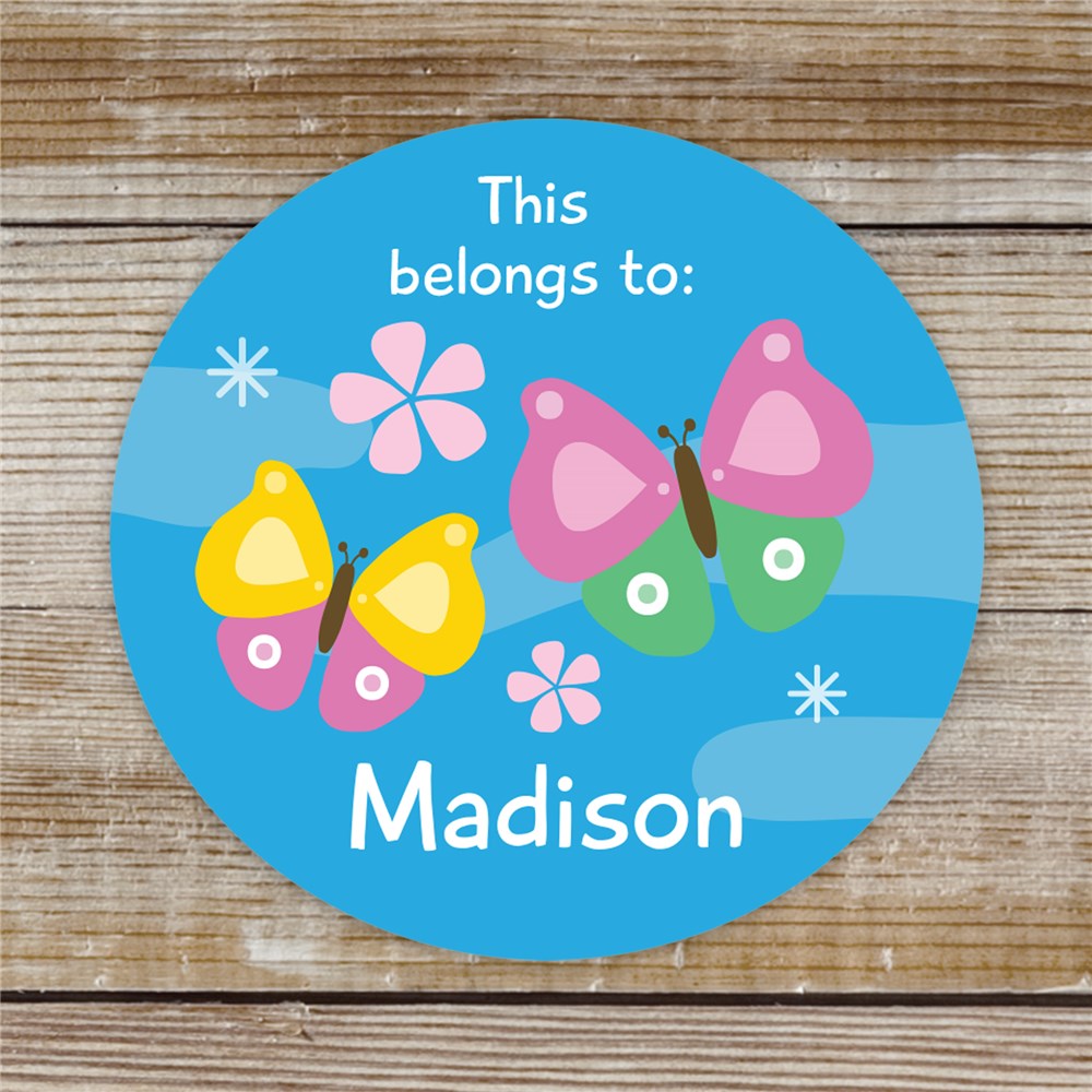 Personalized Butterfly Kids Stickers | Personalized Back to School Supplies