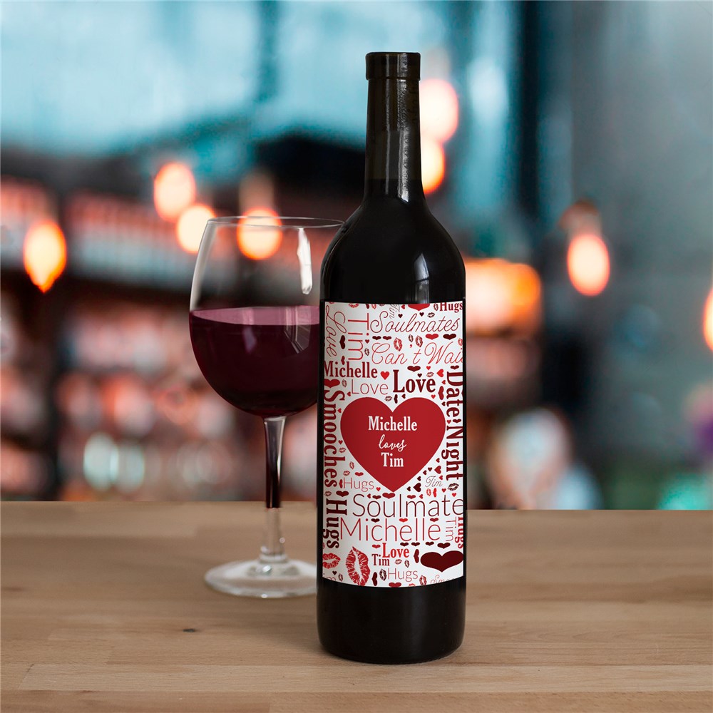 Romantic Heart Word Art Wine Bottle Labels 11408311