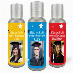 Personalized Stars & Caps Graduation Hand Sanitizer