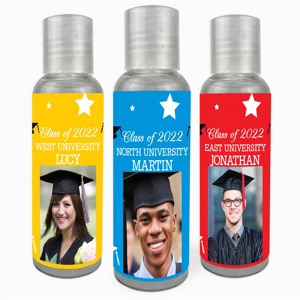 Personalized Stars & Caps Graduation Hand Sanitizer