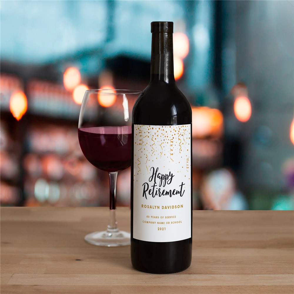 Personalized Happy Retirement Wine Bottle Labels