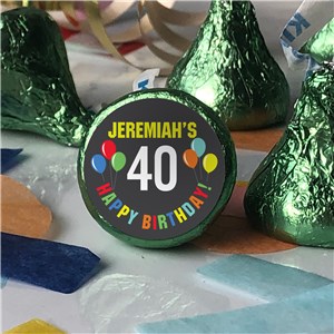 Personalized Colorful Happy Birthday and Balloons Candy Labels