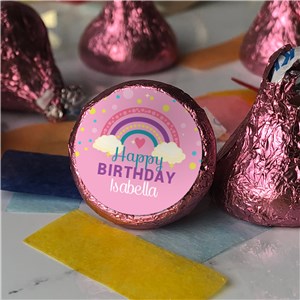 Personalized Happy Birthday with Rainbow Candy Labels