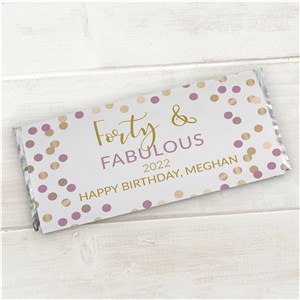 Personalized Pink, Purple & Gold Confetti Candy Bar Wrappers