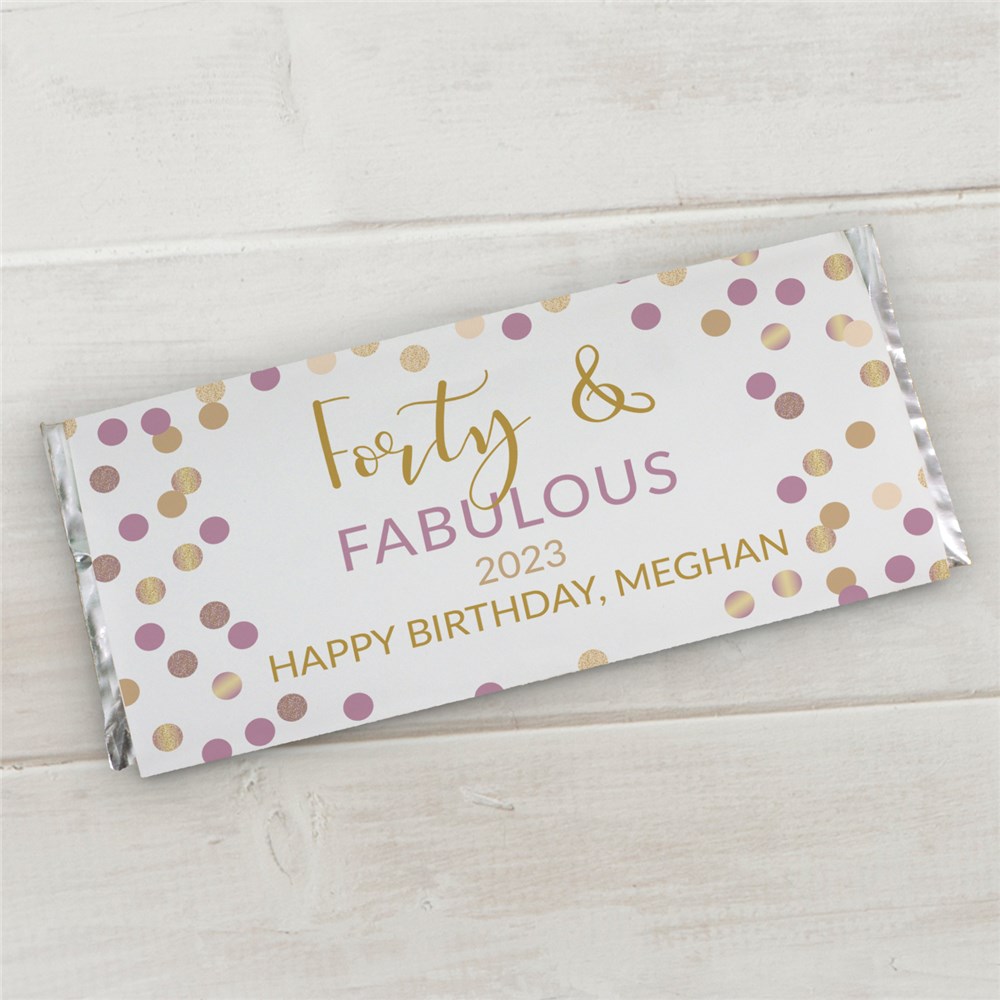 Personalized Pink, Purple & Gold Confetti Candy Bar Wrappers