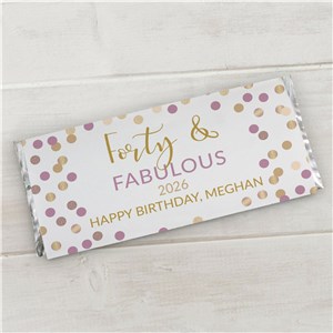 Personalized Pink, Purple & Gold Confetti Candy Bar Wrappers