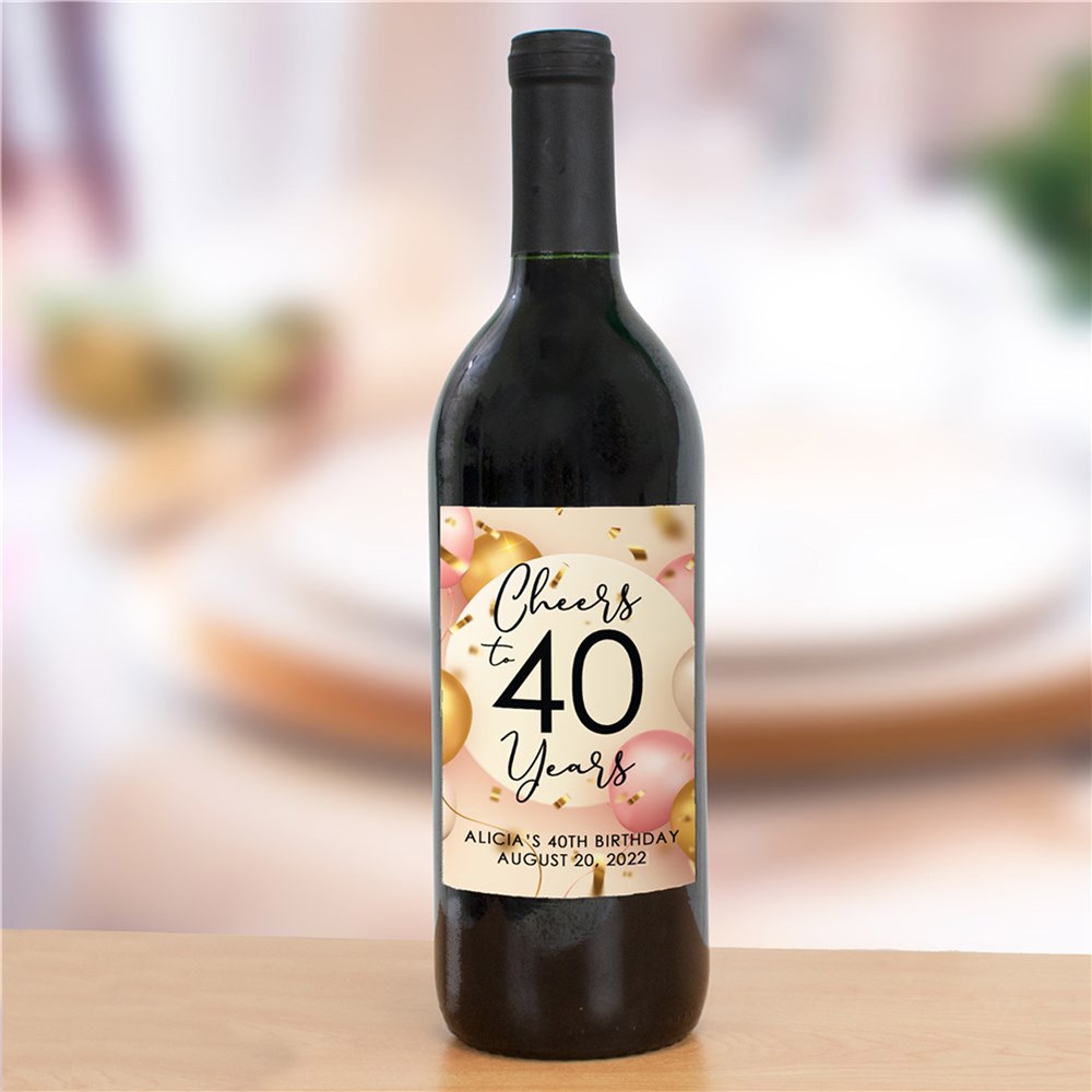 Personalized Cheers Balloons Birthday Wine Bottle Labels