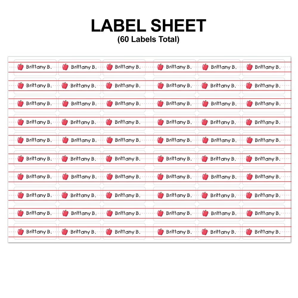School Supply Labels with Apple Design