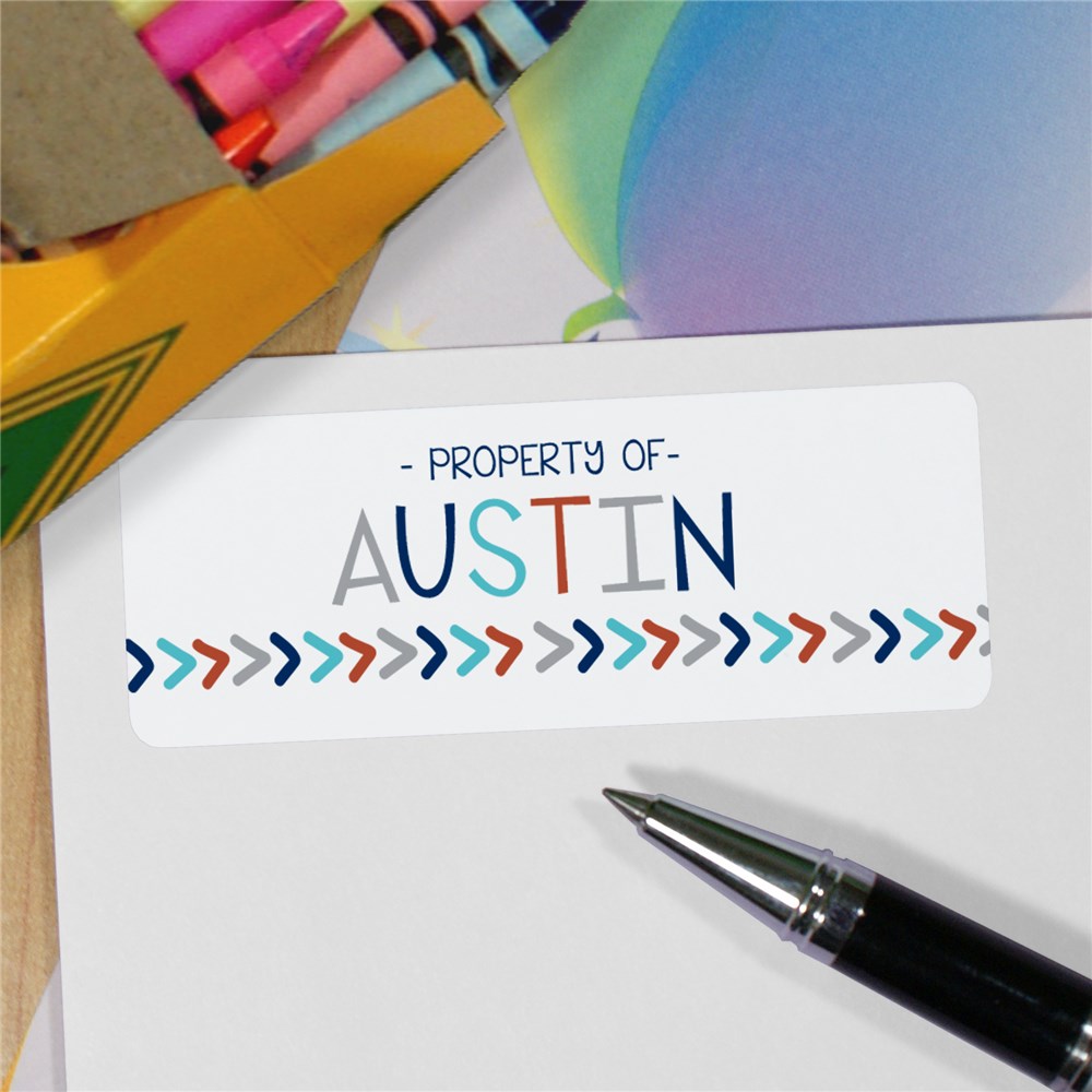 Personalized Chevron Property of School Supply Labels