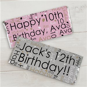 Personalized Birthday Word-Art Candy Bar Wrappers