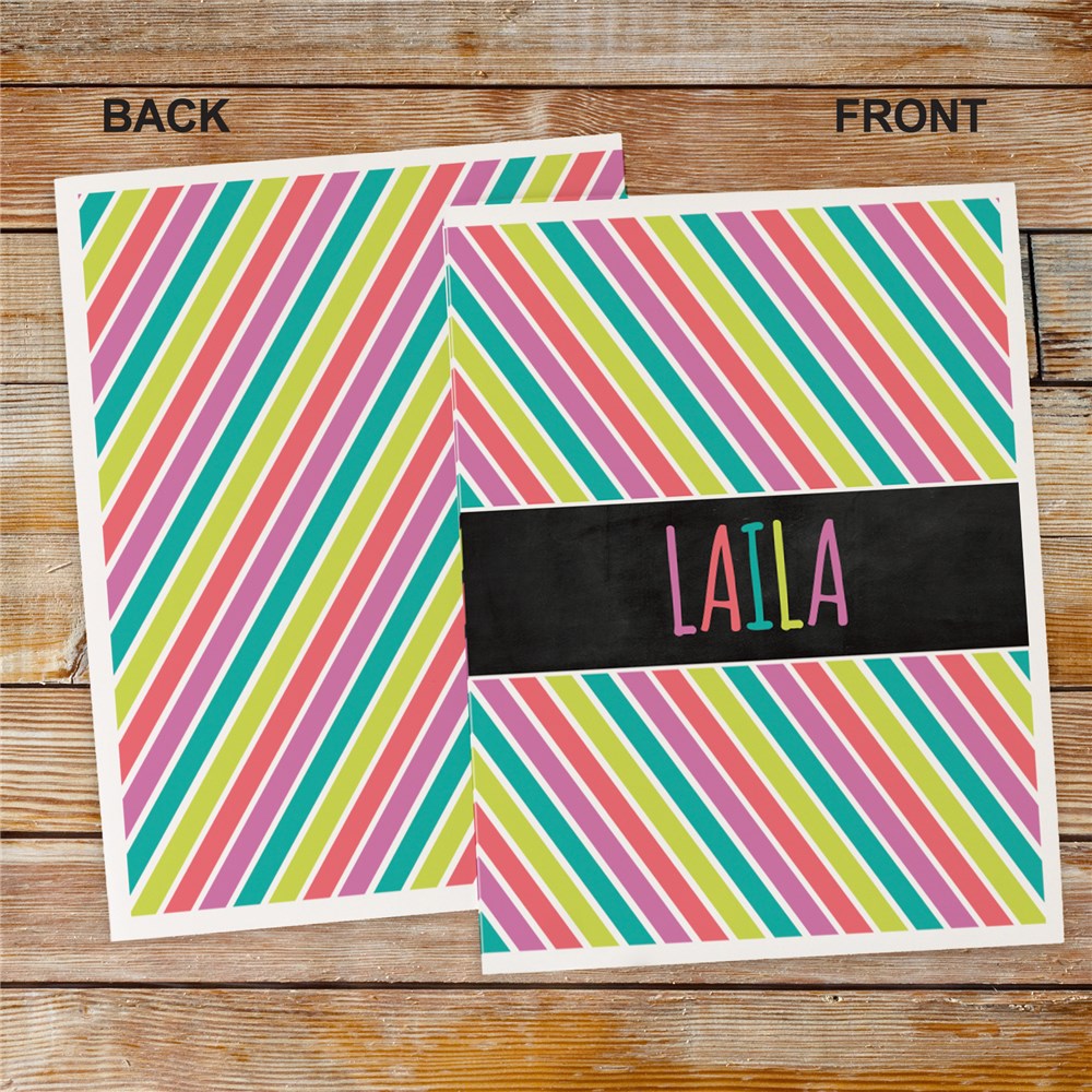 Personalized Kids' Folder Set with Colored Stripes