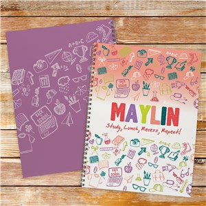 Personalized Spiral Notebooks With Colorful School Icons