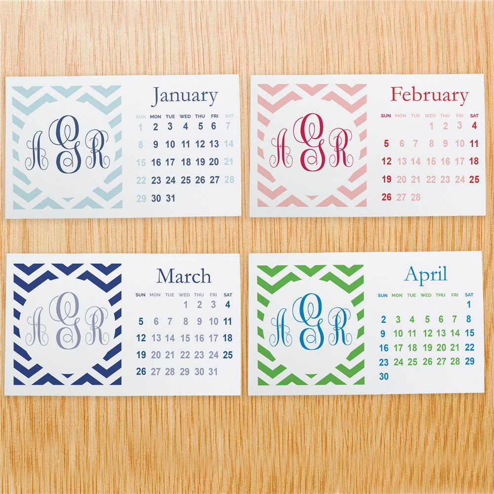 Personalized Chevron Monogram Desk Calendar | Personalized Calendar