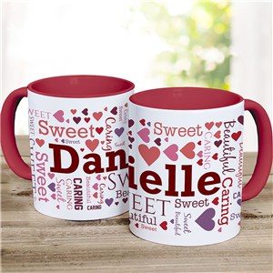 Love Forever Word Art Two Tone Red Handle Mug