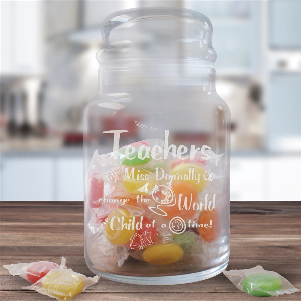Engraved Teacher Treat Jar Gift | Personalized Teacher Gifts