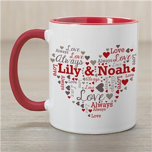 Couples Heart Word Art Two Tone Red Handle Mug 2123430RD