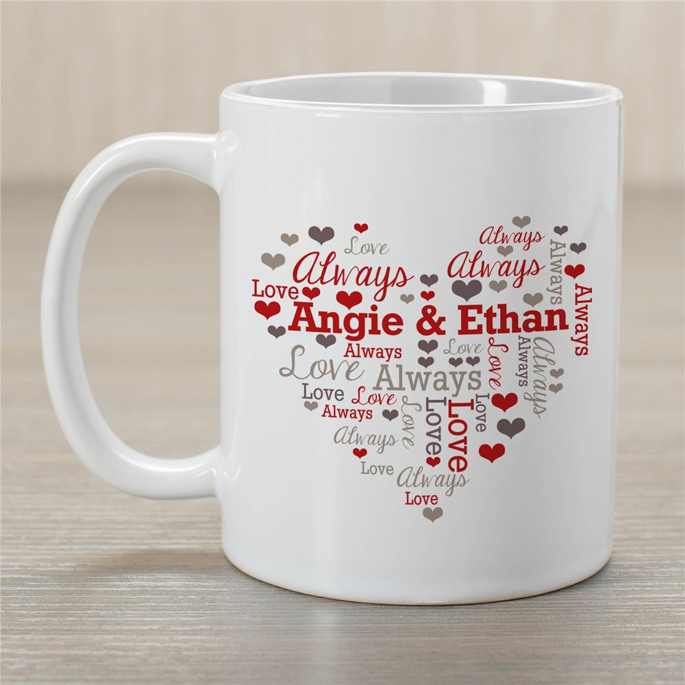 Personalized Couples Heart Word-Art Mug | Personalized Valentine's Day Mugs