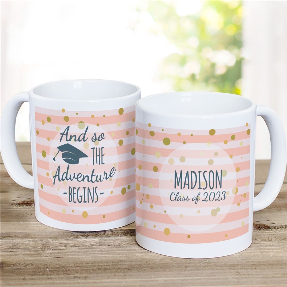 Personalized Adventure Begins Ceramic Mug | Graduation Mugs
