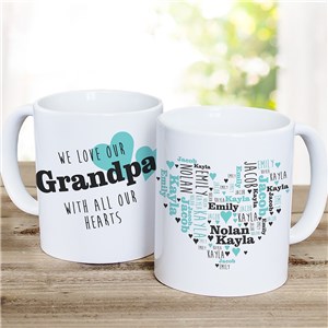 All Our Hearts Word-Art Mug | Personalized Grandpa Mug