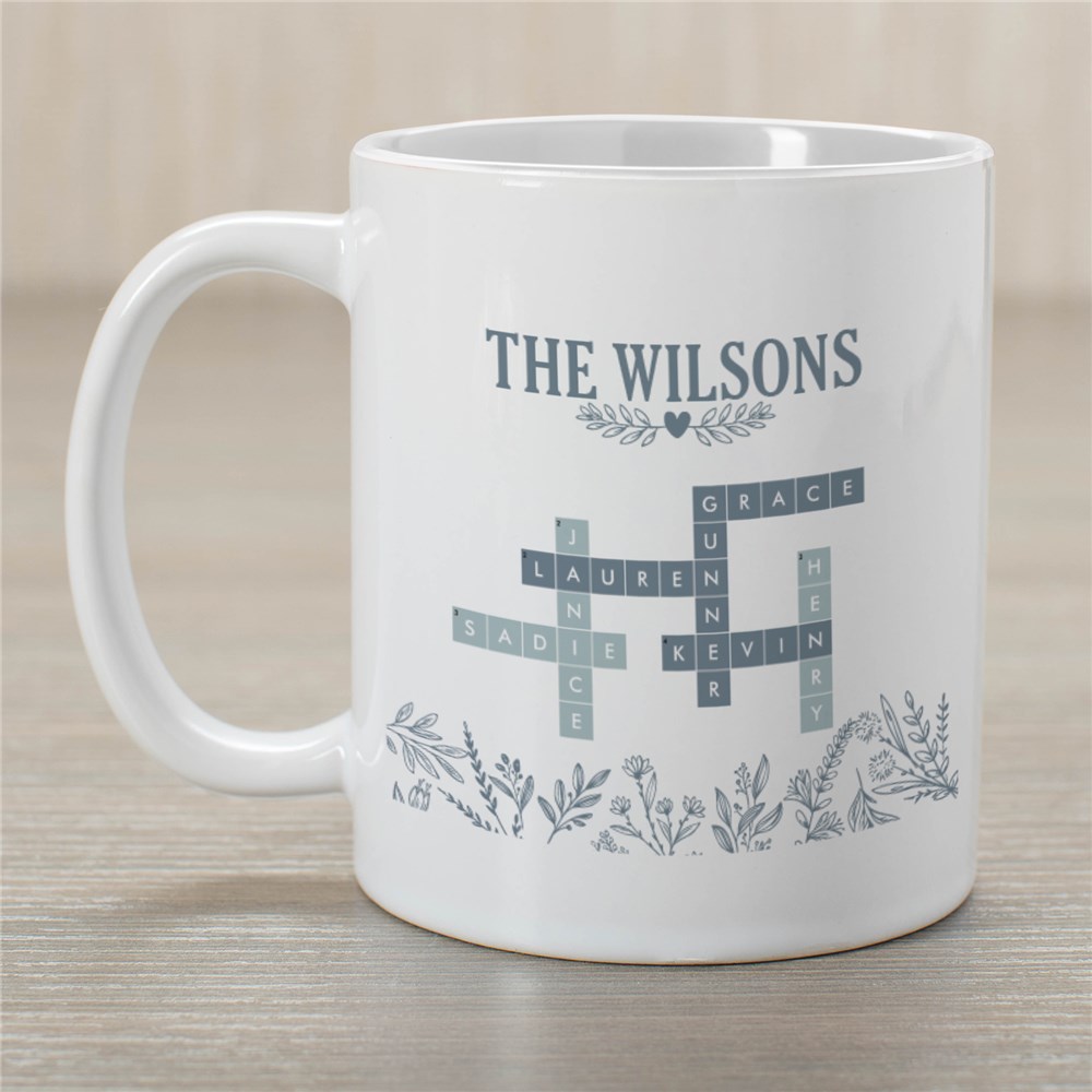 Personalized Blue Floral Crossword Mug GiftsForYouNow