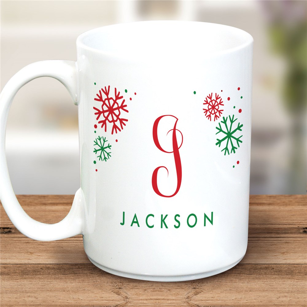 Personalized Snowflakes Initial & Name Mug